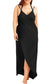 Fadalo Plus Size Spaghetti Strap Cover Up Beach Backless Wrap Long Dress (5X-Large, Black)