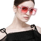 MEETSUN Sunglasses For Women Oversized Square Luxury Crystal Frame Designer Fashion Glasses Pink-Gradient