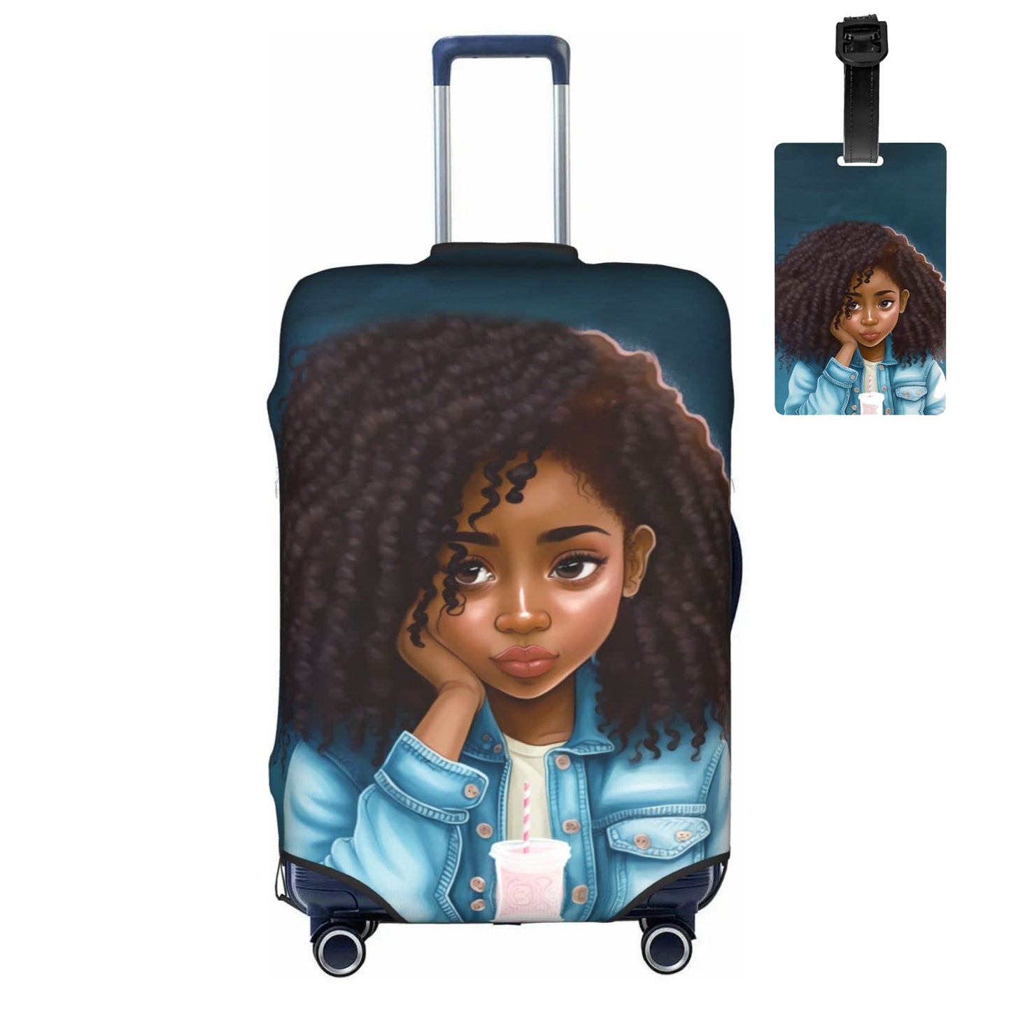 Dudietry Luggage covers for suitcase luggage cover for Suitcase Washable Suitcase Protector Anti-scratch Suitcase cover Large African American Black Girl