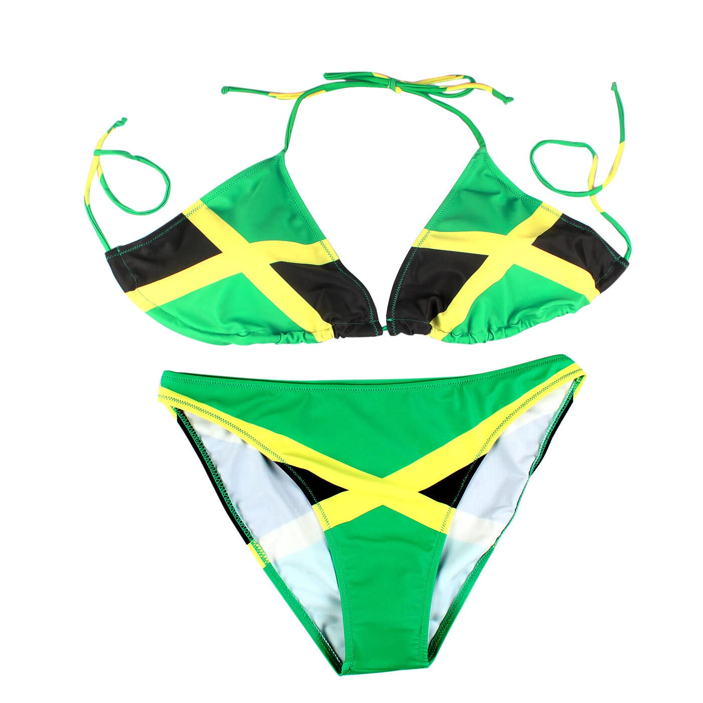 VOARYISA Women's Fashion Caribbean Jamaica Flag Bikini Swimsuit Swimwear (Large/12-14) Green