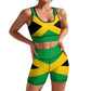 AuHomea Jamaica Flag Workout Set Outfit High Waist Shorts with Yoga Sport Bra Gym Clothes Size M for Women Girls 2 Piece