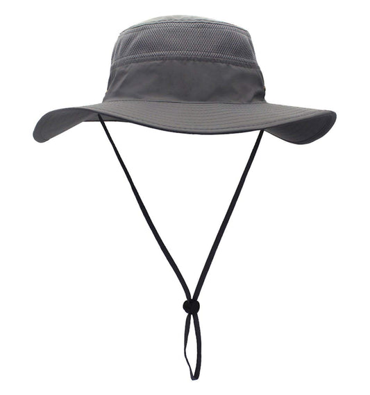 Duakrs Unisex Wide Brim Sun Hat,Outdoor UPF 50+ Waterproof Boonie Hat Summer UV Protection Sun Caps (Gray)