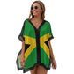Jdadrh Jamaican Flag Women's Beach Cover up Swimsuit Soft Fabric with Bohemian Style Print for Beach Swimwear, Summer Casual Loose Sun Dress