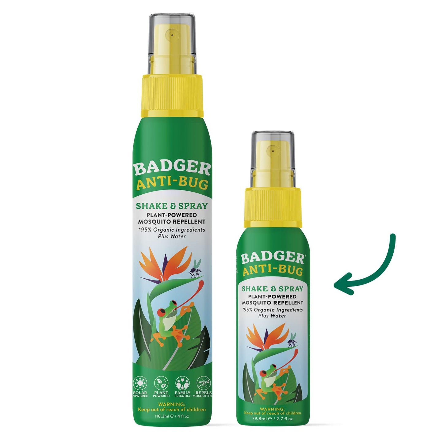 Badger - Anti-Bug Shake & Spray, DEET-Free Natural Bug Spray, Eco-Friendly, Certified Organic Mosquito Spray, Great for Kids, Insect Repellent, 2.7 Fl Oz