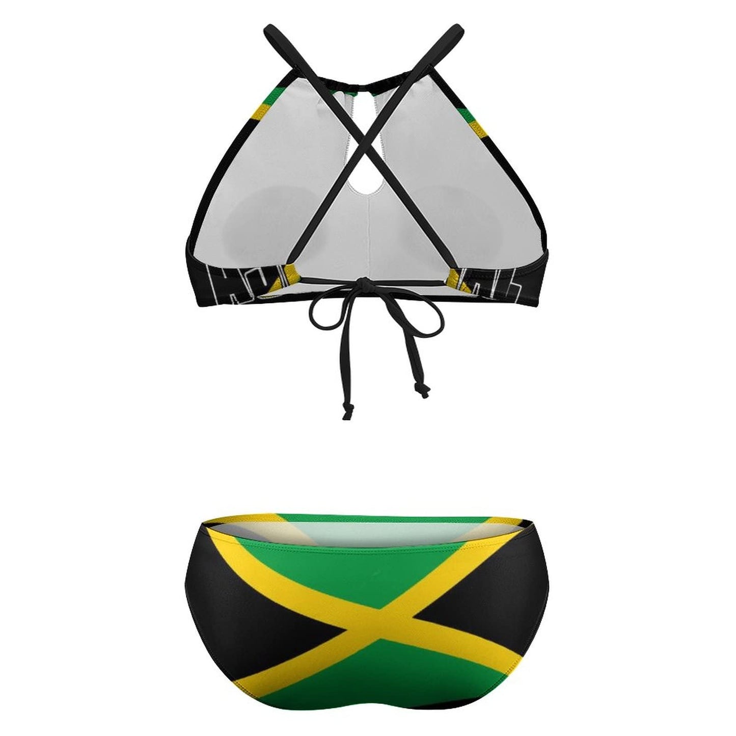 Tailbox Jamaican Lion Flag Two Piece Jamaica Swimsuits Plus Size for Women Swimwear Slimming Bathing Suits Beachwear XL