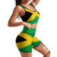 AuHomea Jamaica Flag Workout Set Outfit High Waist Shorts with Yoga Sport Bra Gym Clothes Size M for Women Girls 2 Piece