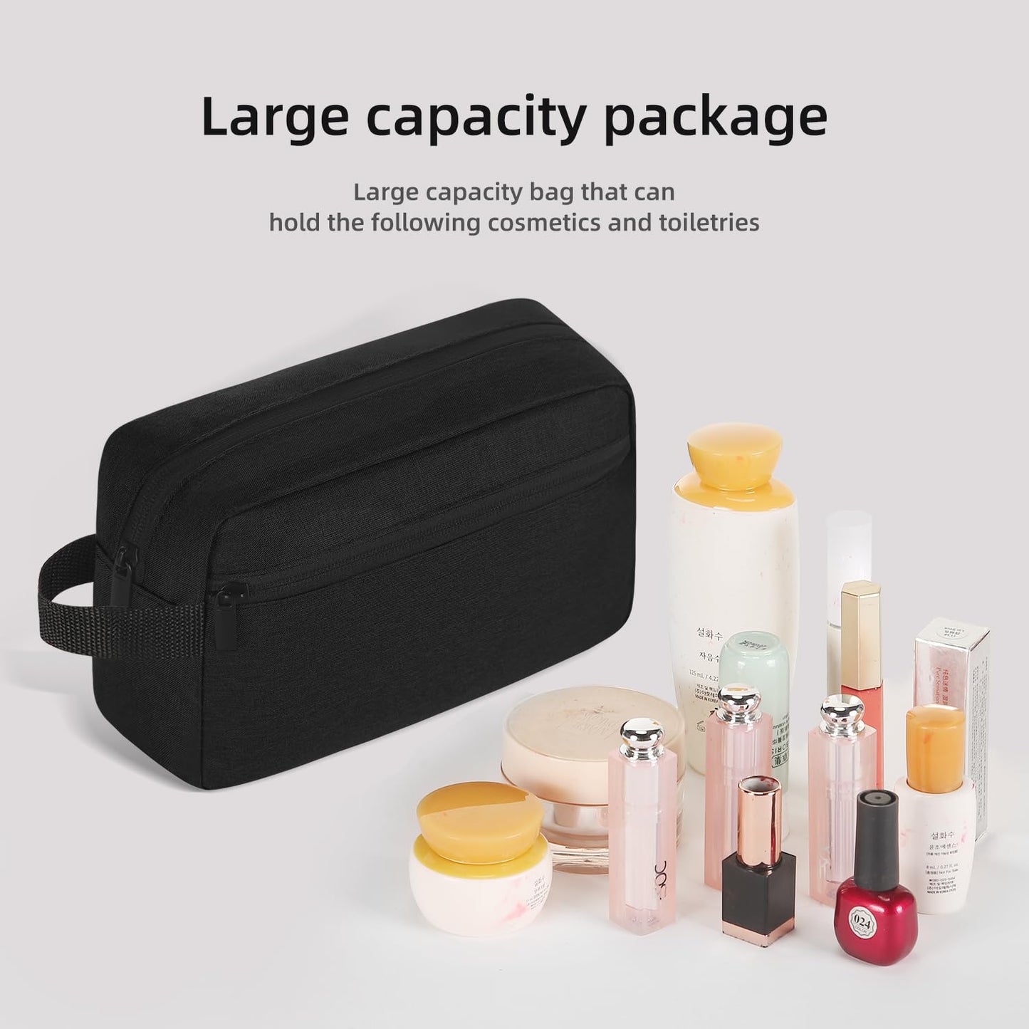 Icramsy Travel Toiletry bag Toiletry bag for women men Hanging toiletry bag Cosmetic bag Travel accessories Gift for Women Men Girls (Black)