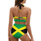 Yewattles Sexy Bikini Sets Self-Tie Halter Straps Top and Ruched Green Jamaica Flag Set of 2 Lingerie Swimsuit for Women Breathable Quick Dry Bathing Suit