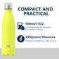 WATERSY Stainless Steel water bottles,17oz/500ml Insulated Water Bottles,Lemon Yellow metal water bottle Keeps Drink Cold and Hot,BPA Free kids water bottles for School,Gym,Travel,Sports