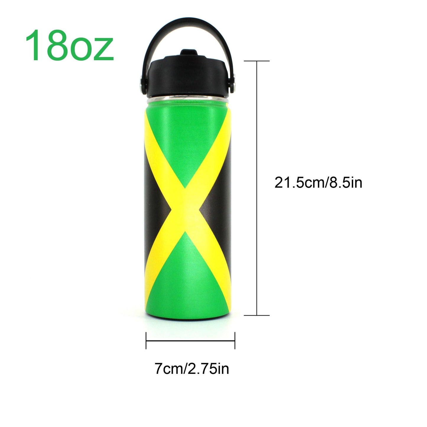 RGYLION 18oz Tumbler with Straw cap Stainless Steel Vacuum Insulated Double Wall Travel Tumbler Coffee Mug Jamaican Flag Reggae Rasta Caribbean(Jamaican02