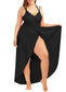 Fadalo Plus Size Spaghetti Strap Cover Up Beach Backless Wrap Long Dress (5X-Large, Black)