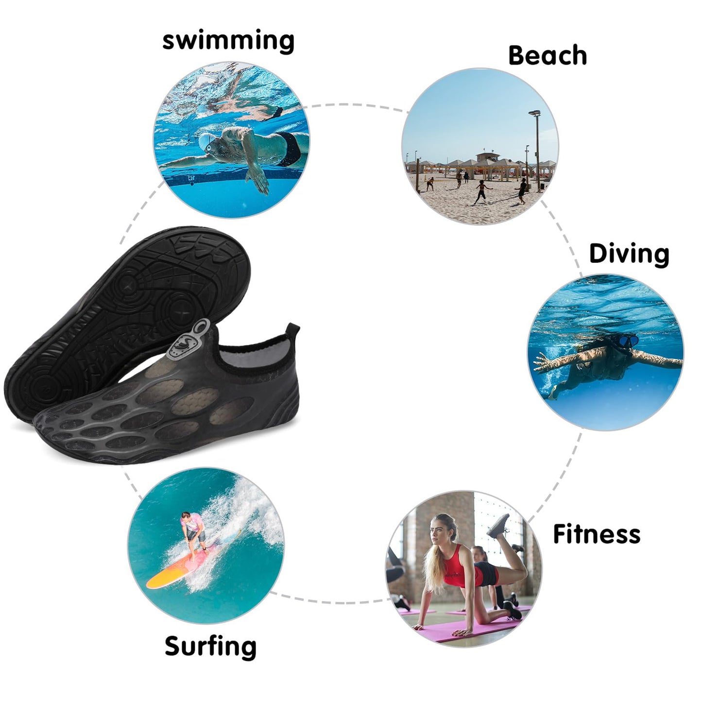 Spesoul Womens Mens Water Shoes Quick Dry Breathable Aqua Socks for Swim Pool Beach Yoga Boats Outdoor Water Sports 9-10 Women/7.5-8 Men