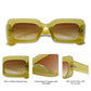 SOJOS Retro 90s Nude Rectangle Sunglasses For Women Trendy Chunky Glasses Green Frame Brown Lens