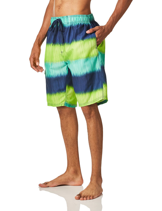 Kanu Surf Men's Mirage Swim Trunks (Regular & Extended Sizes), Zipline Black/Green, XX-Large