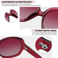 Transparent Rose Red Sunglasses for women, Oversized Ladies Jackie Sun Glasses with Polarized Lens, Trendy UV Protective Sunnies Shades