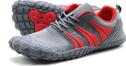 Oranginer Men's Barefoot Running Shoes Minimalist Big Toe Box Zero Drop Shoes for Men Gray/Red Size 11