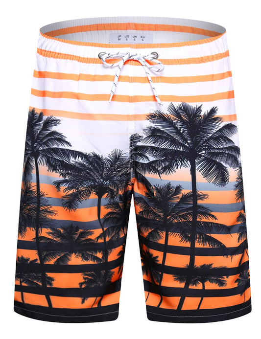 APTRO Men's Swim Trunks Quick Dry Bathing Suit 9" Big & Tall Palm Swimsuit #1525 Orange L