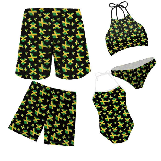 KEIAHUAN Mommy and Me Swimwear Family Matching Swimsuits Jamaica Flag Girls Bikini Monokini Swimwear 1-2Y