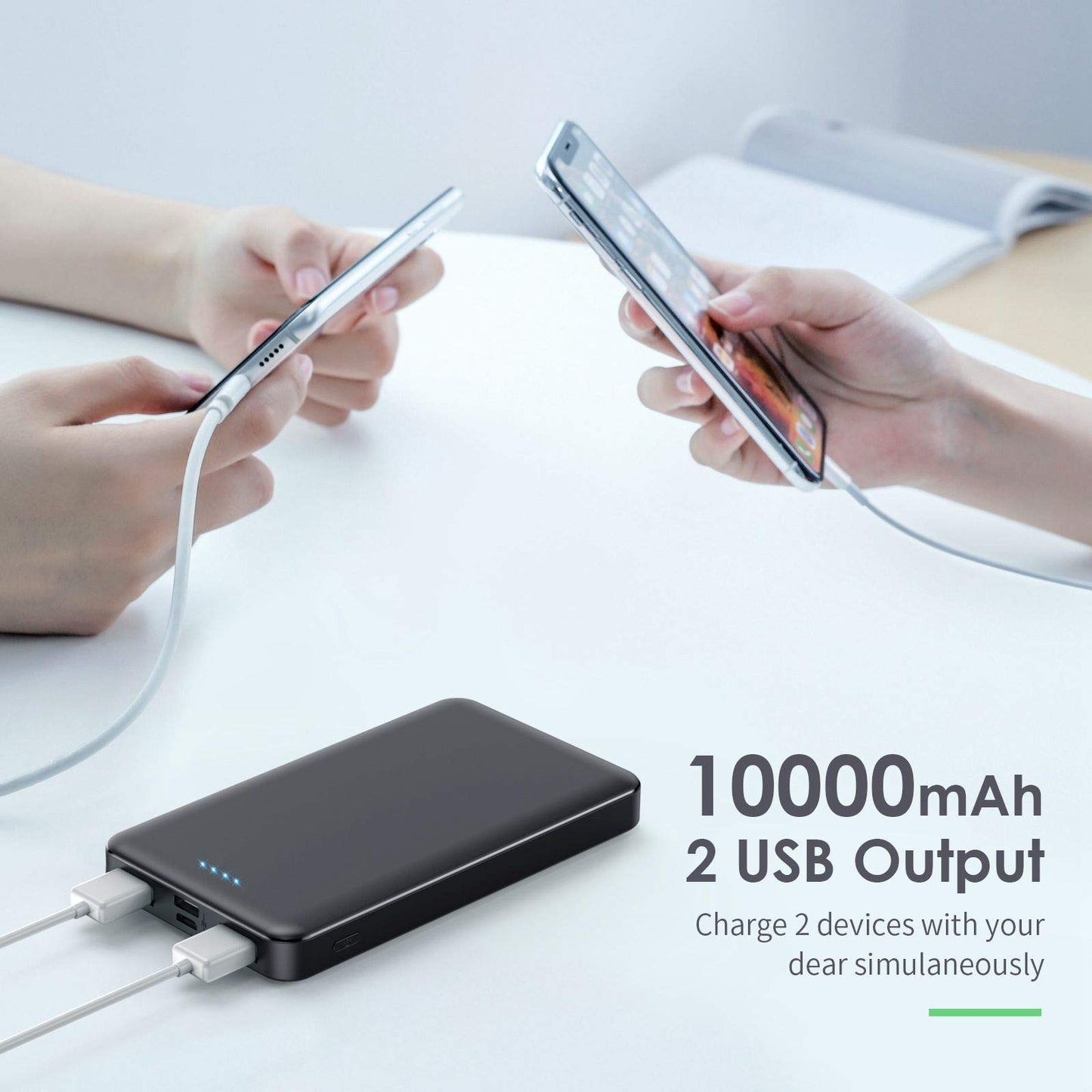 Portable Charger Power Bank 10000mAh【2 Pack】Ultra Slim Portable Phone Charger with USB C Input & 2 Output Backup Charging External Battery Pack Compatible with iPhone 15/14/13/12/11,Android Phone etc