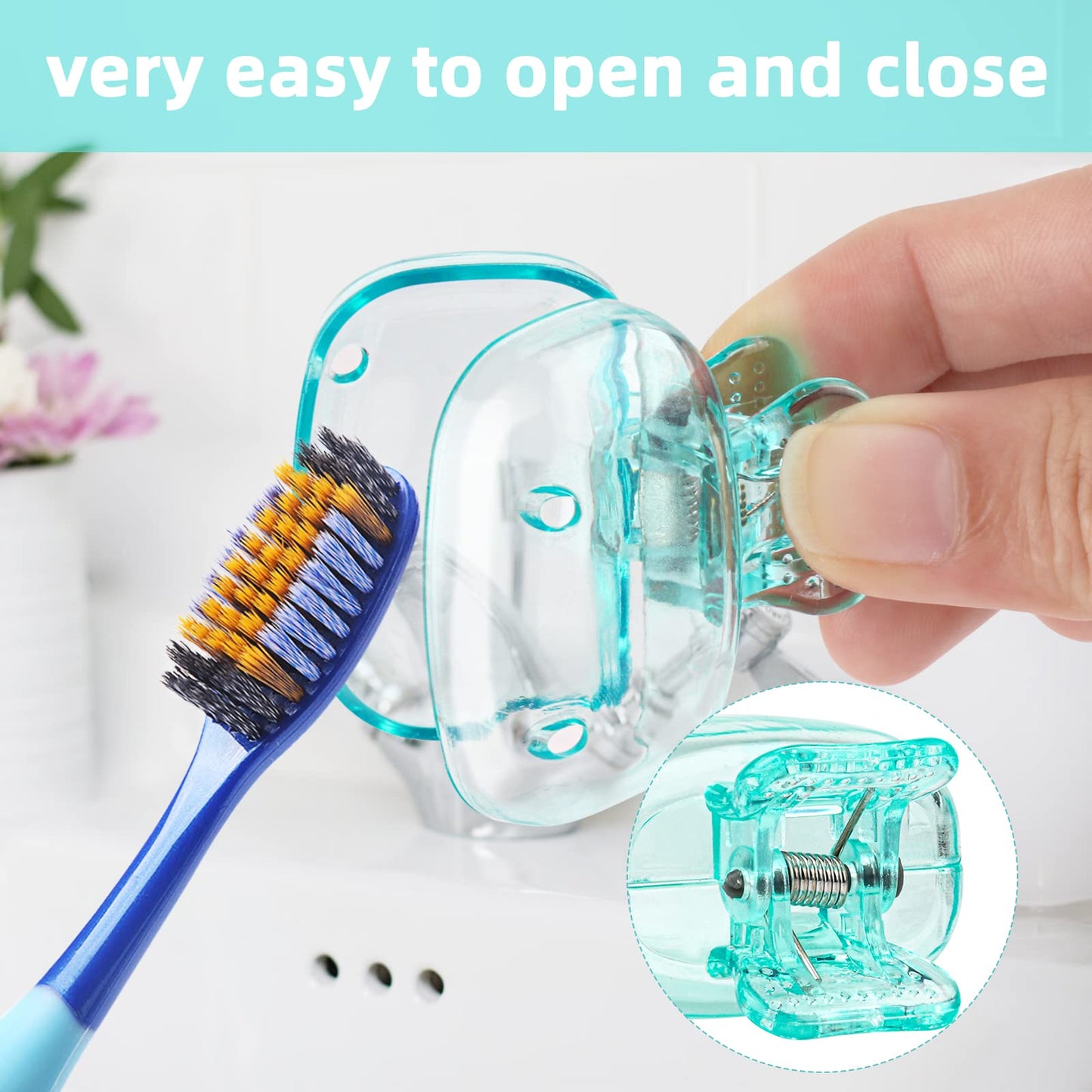 4 Pack Travel Toothbrush Head Covers Toothbrush Protector Cap Brush Pod Case Protective Portable Plastic Clip for Household Travel, School, Bathroom, Camping, Business