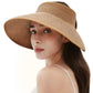 Women's Sun Visor Hats Wide Brim Straw Beach Hat Ponytail Hats for Women Foldable Floppy