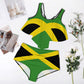 Jamaica Flag Plus-Size Ruffled Top 2 Piece Tankini Swimsuits for Women Bathing Suits with Ruched High Waisted Bikini Bottom Swimsuit-XL