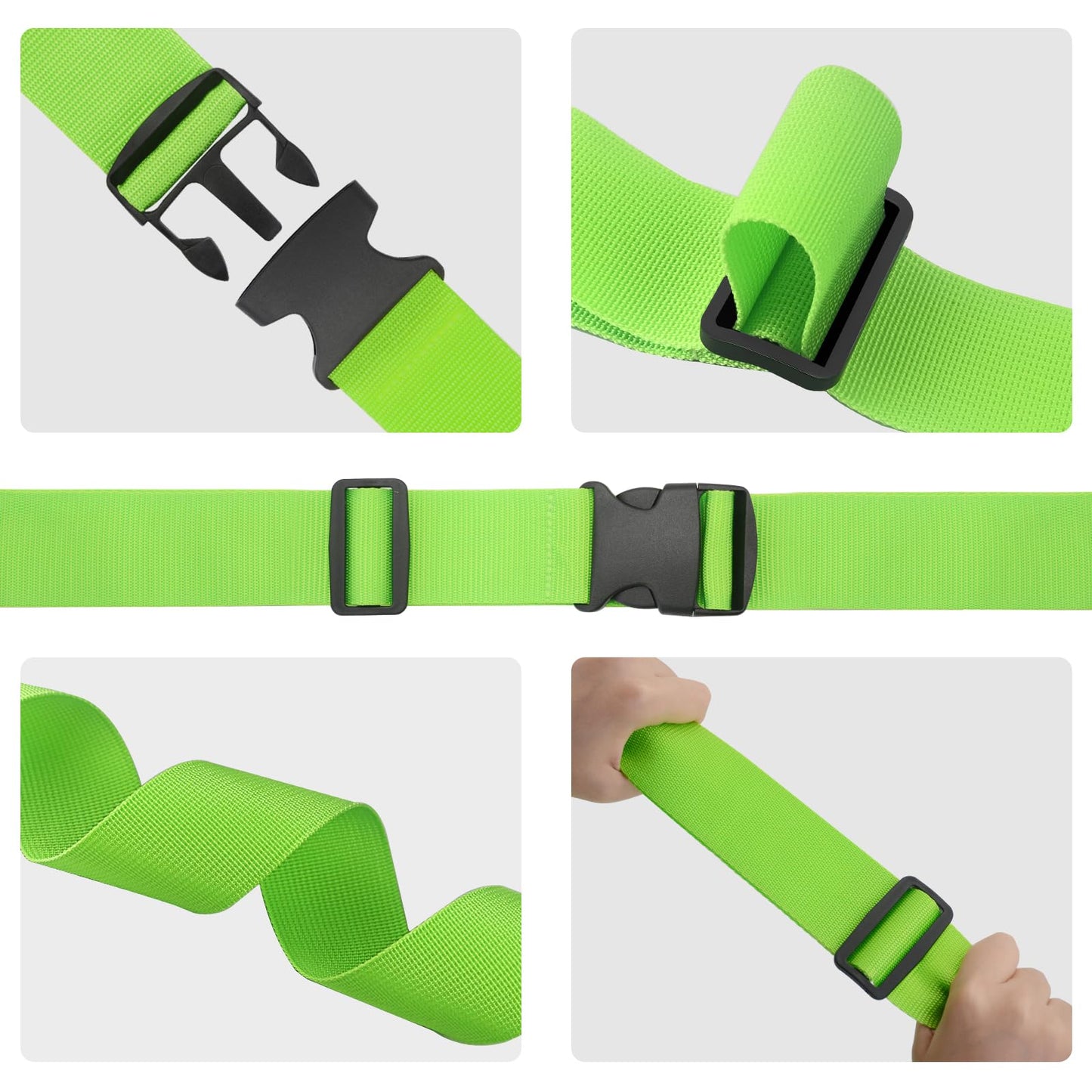 BILIONE 4 Pack Luggage Straps 79" Long Belts Keep Suitcase Secure While Traveling, TSA Approved Add a Bag Premium Accessory for Travel Bag Closure (8 Pcs Green)