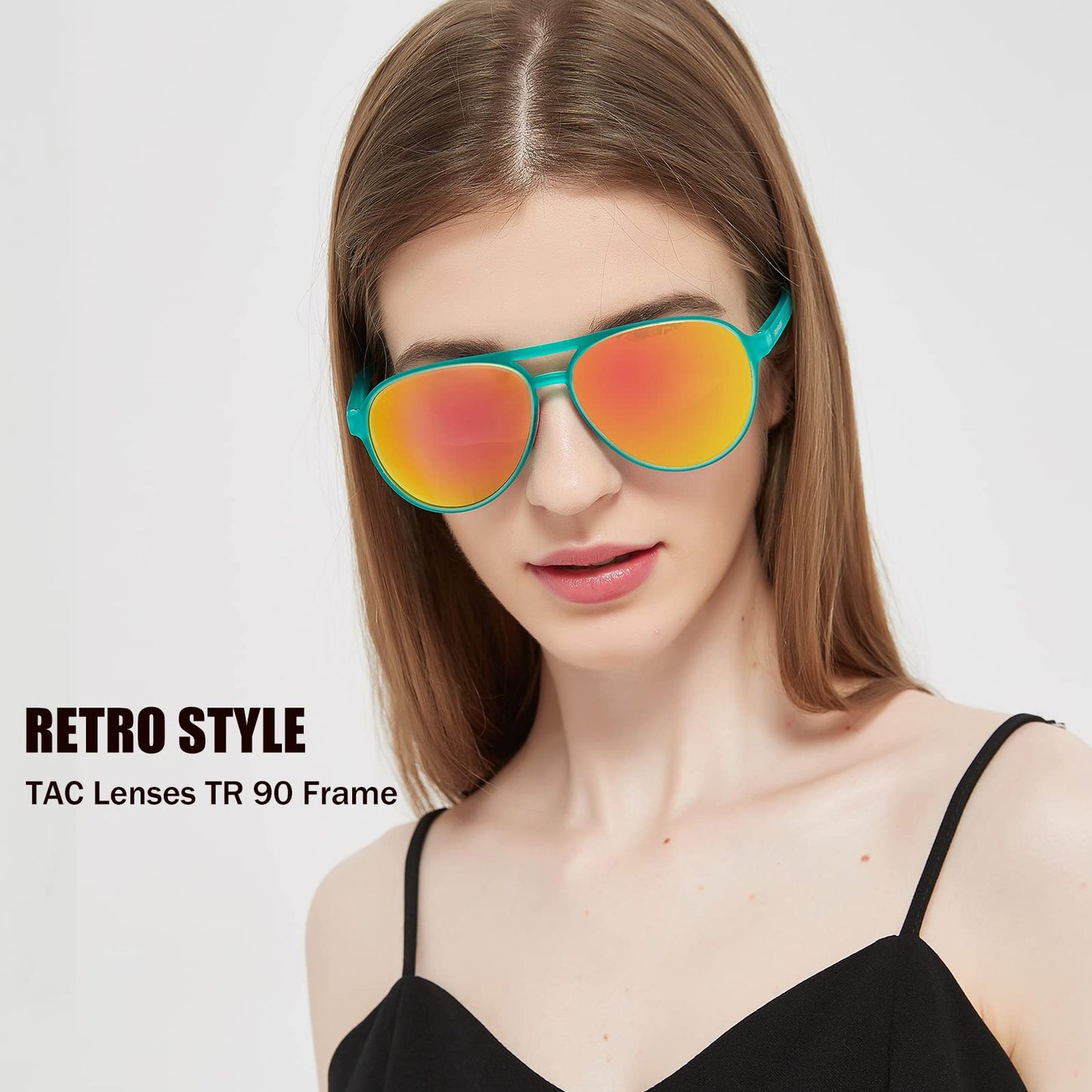 Lasiyanor Lightweight TAC Polarized Tinted Classic Vintage Retro 70s Sunglasses, TR-90 Frame for Women Men, UV 400 Protection