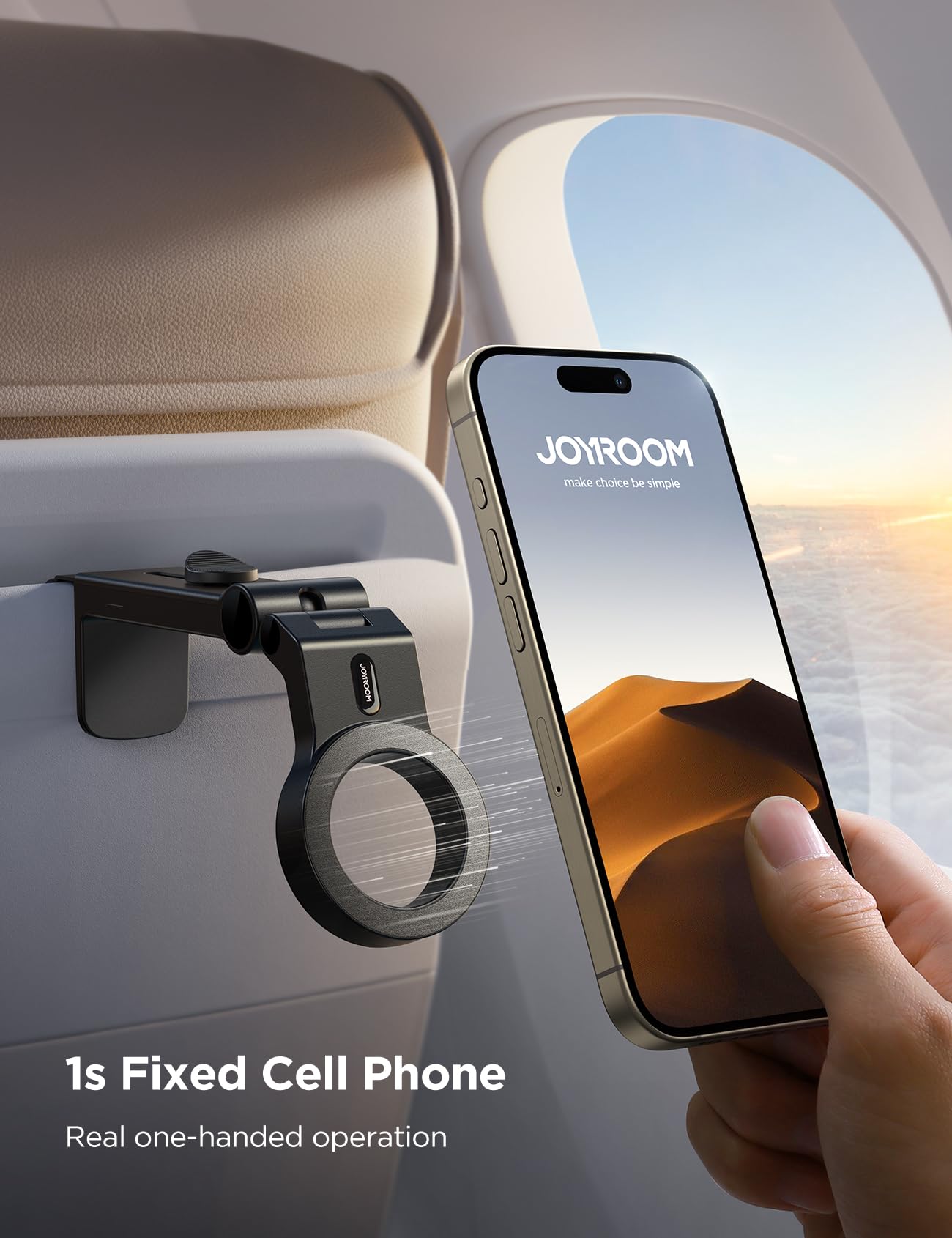 JOYROOM for Magsafe Airplane Phone Holder Travel Essentials,【𝗙𝘂𝗹𝗹 𝗔𝗻𝗴𝗹𝗲 𝗥𝗼𝘁𝗮𝘁𝗶𝗼𝗻】 Hands-Free Plane Phone Holder, Airplane Travel Accessories for iPhone 15 Pro Max & Magsafe Case