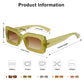 SOJOS Retro 90s Nude Rectangle Sunglasses For Women Trendy Chunky Glasses Green Frame Brown Lens