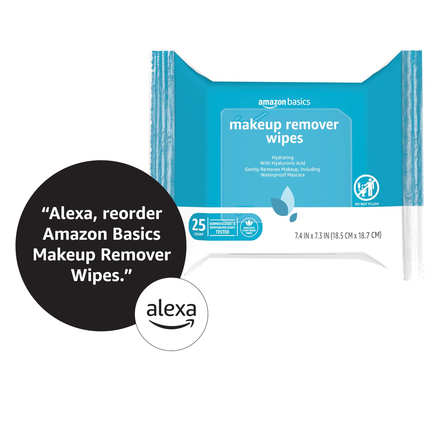 Amazon Basics Hydrating Makeup Remover Wipes, 25 wipes