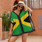 Jdadrh Jamaican Flag Women's Beach Cover up Swimsuit Soft Fabric with Bohemian Style Print for Beach Swimwear, Summer Casual Loose Sun Dress