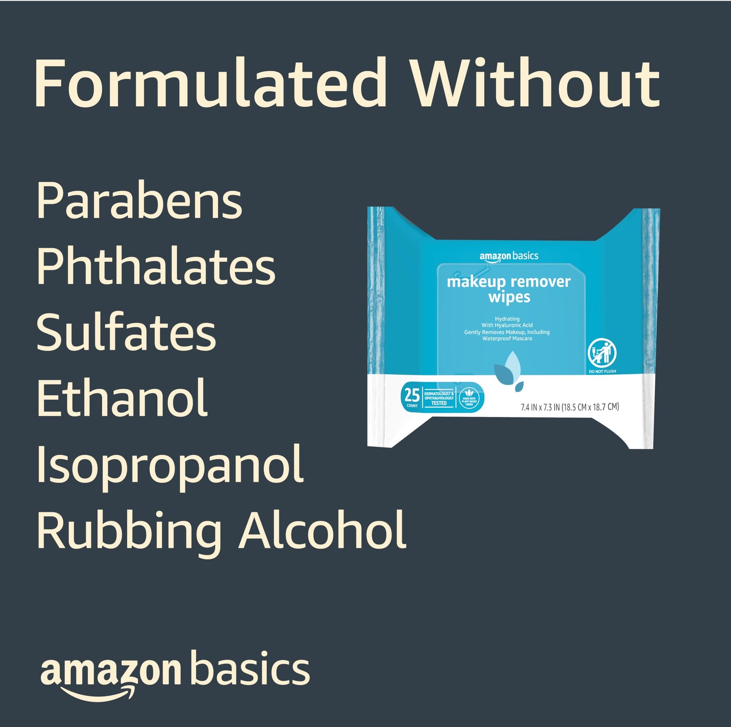 Amazon Basics Hydrating Makeup Remover Wipes, 25 wipes