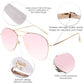 SOJOS Classic Aviator Sunglasses for Women Men Metal Frame Spring Hinges SJ1030, Gold/Pink