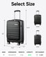 LUGGEX Carry On Luggage 22x14x9 Airline Approved - Polycarbonate Hard Suitcase with Front Pocket (Black, 20 Inch, 30.9L)