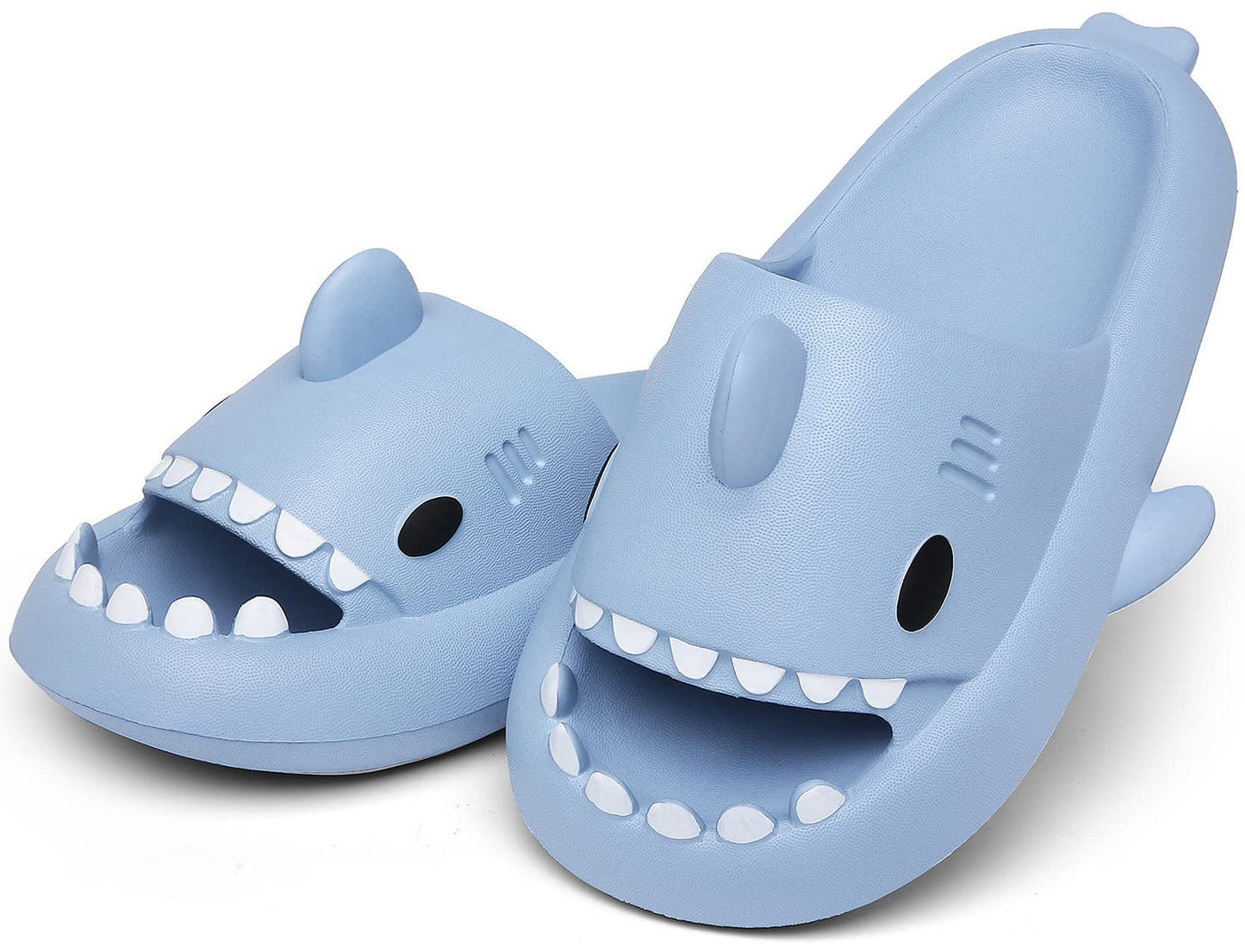 Men's and Women's Shark Slides Cloud Slippers Summer Novelty Open Toe Slide Sandals Anti-Slip Beach Pool Shower Shoes with Cushioned Thick Sole, Blue, 11-12 Women/9.5-10 Men