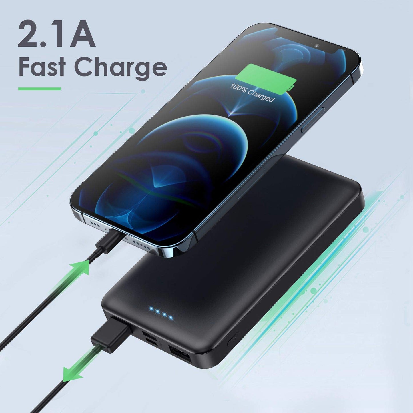 Portable Charger Power Bank 10000mAh【2 Pack】Ultra Slim Portable Phone Charger with USB C Input & 2 Output Backup Charging External Battery Pack Compatible with iPhone 15/14/13/12/11,Android Phone etc