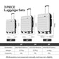 GinzaTravel 3-Piece PP Luggage Set with TSA Locks, Expandable, and Friction-Resistant in white - Includes 20", 24" & 28" Spinner Suitcases