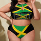 Tailbox Jamaican Lion Flag Two Piece Jamaica Swimsuits Plus Size for Women Swimwear Slimming Bathing Suits Beachwear XL