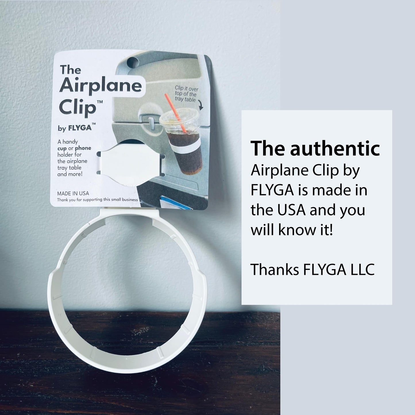 FLYGA Airplane Drink or Phone Holder Travel Accessory (Blue)