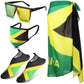 Yahenda 4 Pcs Jamaica Swimsuits for Women Set Include Water Shoes, Mask Sunglasses(Women 6.5-7.5,Jamaican Flag Color)