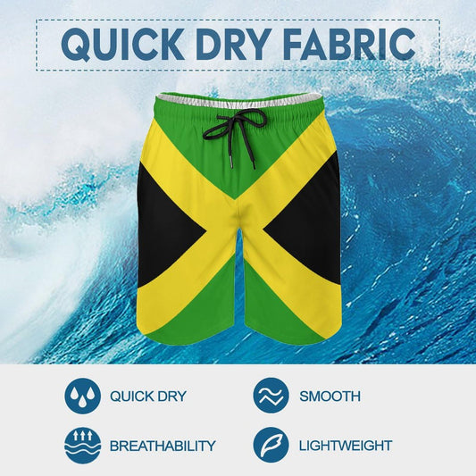 Heucapc Jamaican Men's Board Shorts Quick Dry Swimming Trunks Jamaican Flag Swim Trunks Summer Beach Shorts M