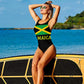 Y Y Y Jamaican Flag Women's One Piece Swimsuits Low Back Bathing Suit Bikini Swimwear White