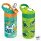 Zak Designs 16oz Riverside Kids Water Bottle with Spout Cover and Built-in Carrying Loop, Made of Durable Plastic, Leak-Proof Design for Travel (Dino Camo & Safari, Pack of 2)