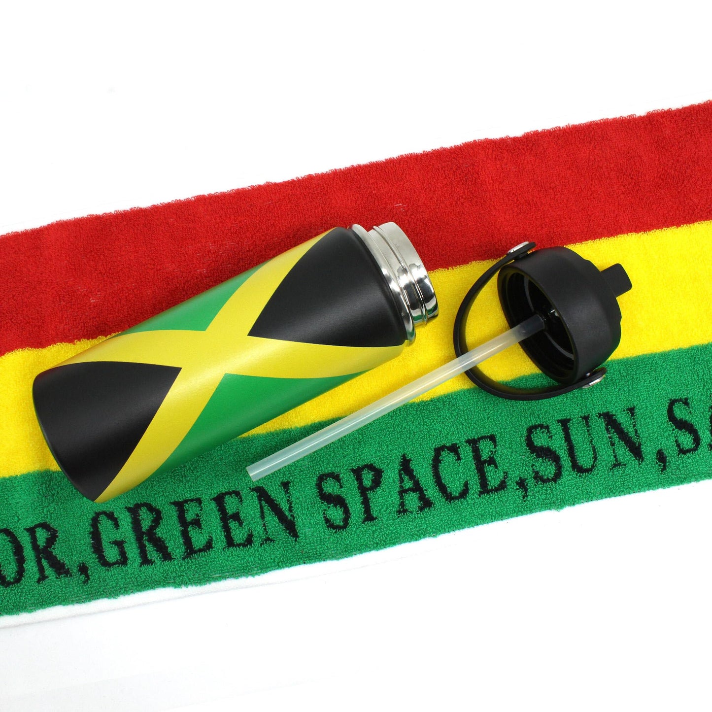 RGYLION 18oz Tumbler with Straw cap Stainless Steel Vacuum Insulated Double Wall Travel Tumbler Coffee Mug Jamaican Flag Reggae Rasta Caribbean(Jamaican02