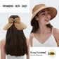 Women's Sun Visor Hats Wide Brim Straw Beach Hat Ponytail Hats for Women Foldable Floppy