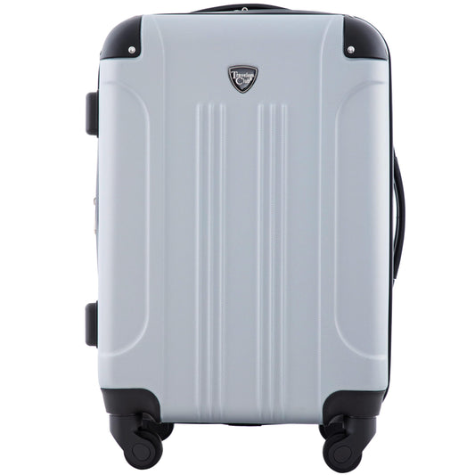 Travelers Club Chicago Hardside Expandable Spinner Luggages, Silver, 20" Carry-On