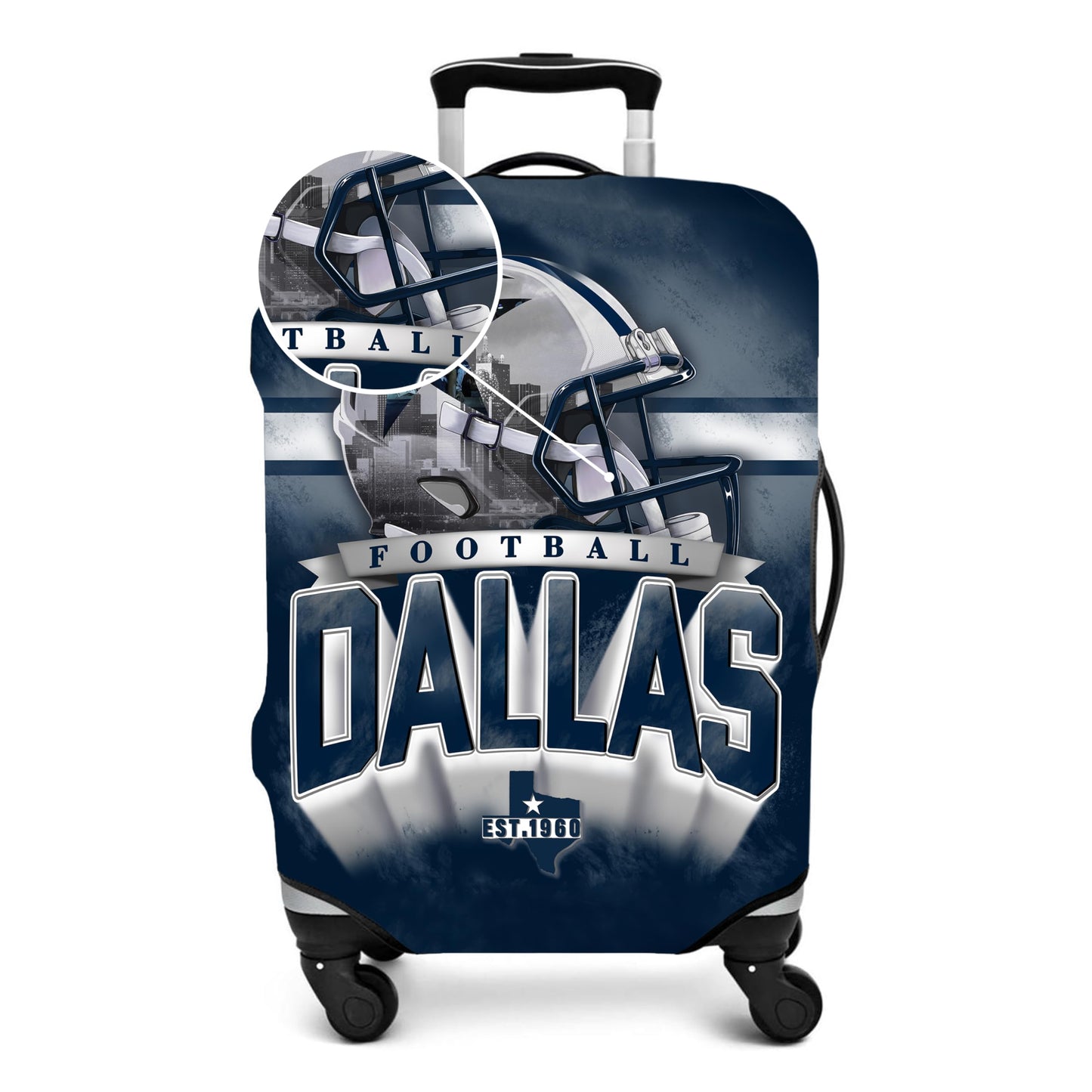 Tvndfhe Dallas City Luggage Cover, Football Team Suitcase Cover for Luggage Protector Cover for Travel Business Vacation Fits 25-28 Inch Luggage