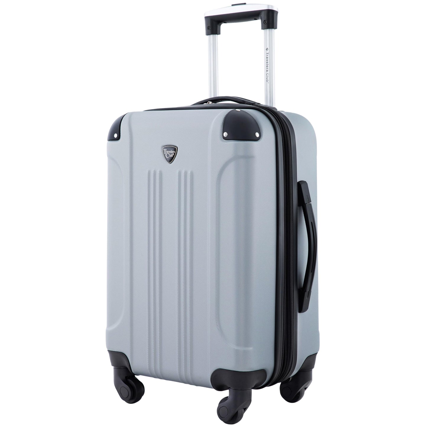 Travelers Club Chicago Hardside Expandable Spinner Luggages, Silver, 20" Carry-On