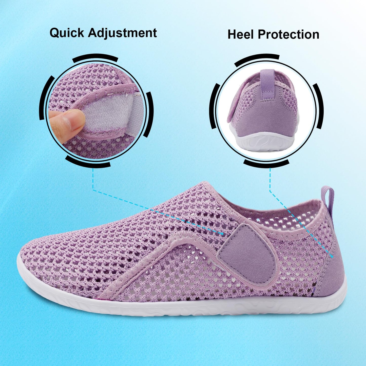 XIHALOOK Water Beach Shoes for Women Quick Dry Barefoot for Diving Swimming Surfing Walking Purple, 8-9 Women